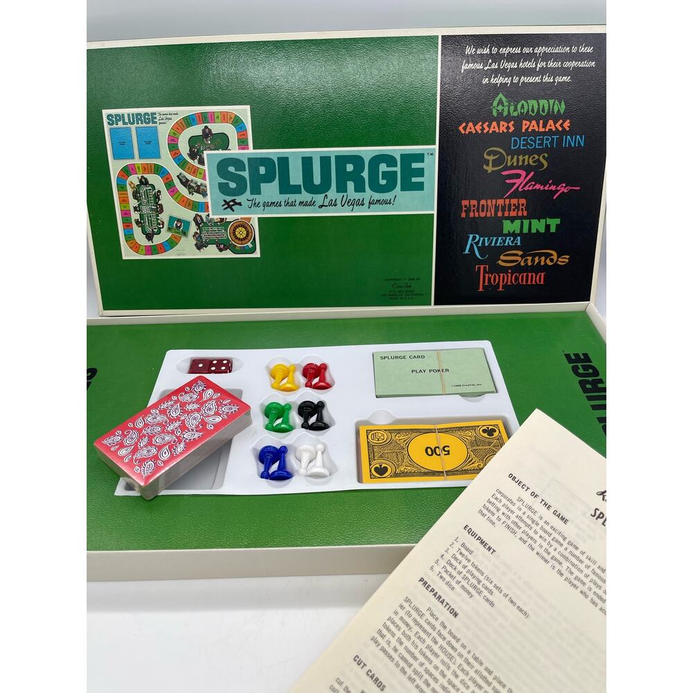 NOS Las Vegas Nevada Vintage Splurge Casino Board Game 1968 Crea Tek Casinos - Picture 5 of 15